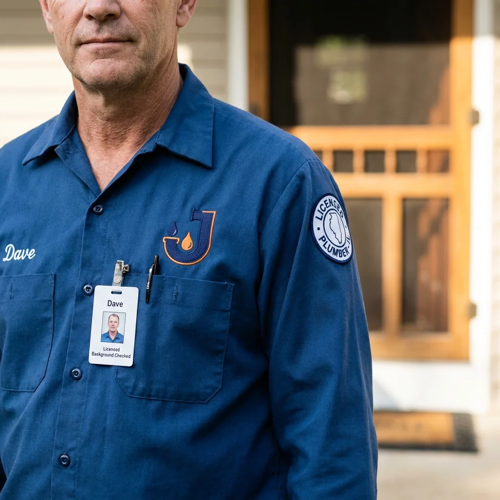 Licensed plumber showing ID badge in Lebanon, TN