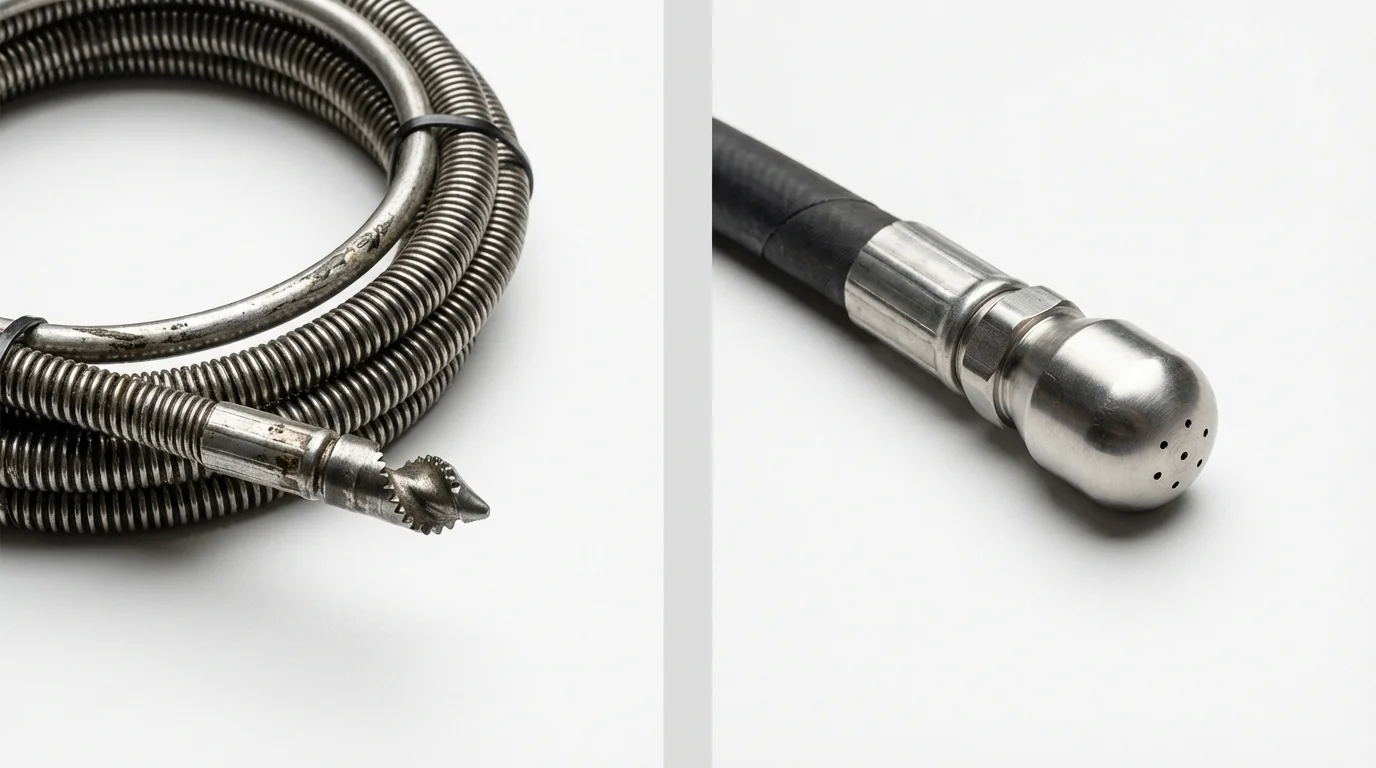 Drain snake cable and hydro jetting nozzle used for drain cleaning in Lebanon, TN