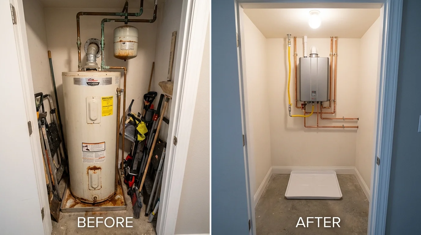 Tank water heater versus wall-mounted tankless unit comparison for Lebanon, TN homeowners